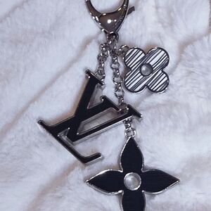 Upcycled Black and Silver Charm Key Chain